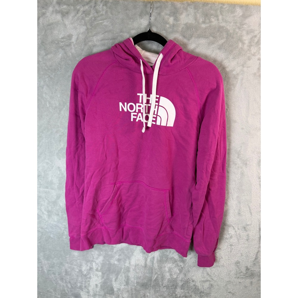 THE NORTH FACE Hoodie Women L Pink Magenta Half Dome Pullover Logo Sweatshirt